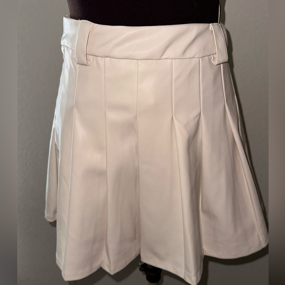 Cream colored Faux Leather Skirt